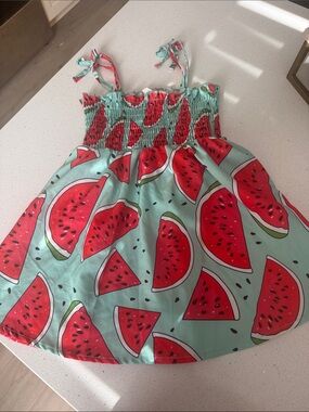 Girls Watermelon Print Sundress - Mint & Red